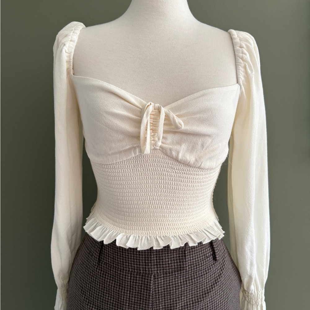 Sunday Best Cream Long Sleeve Blouse
